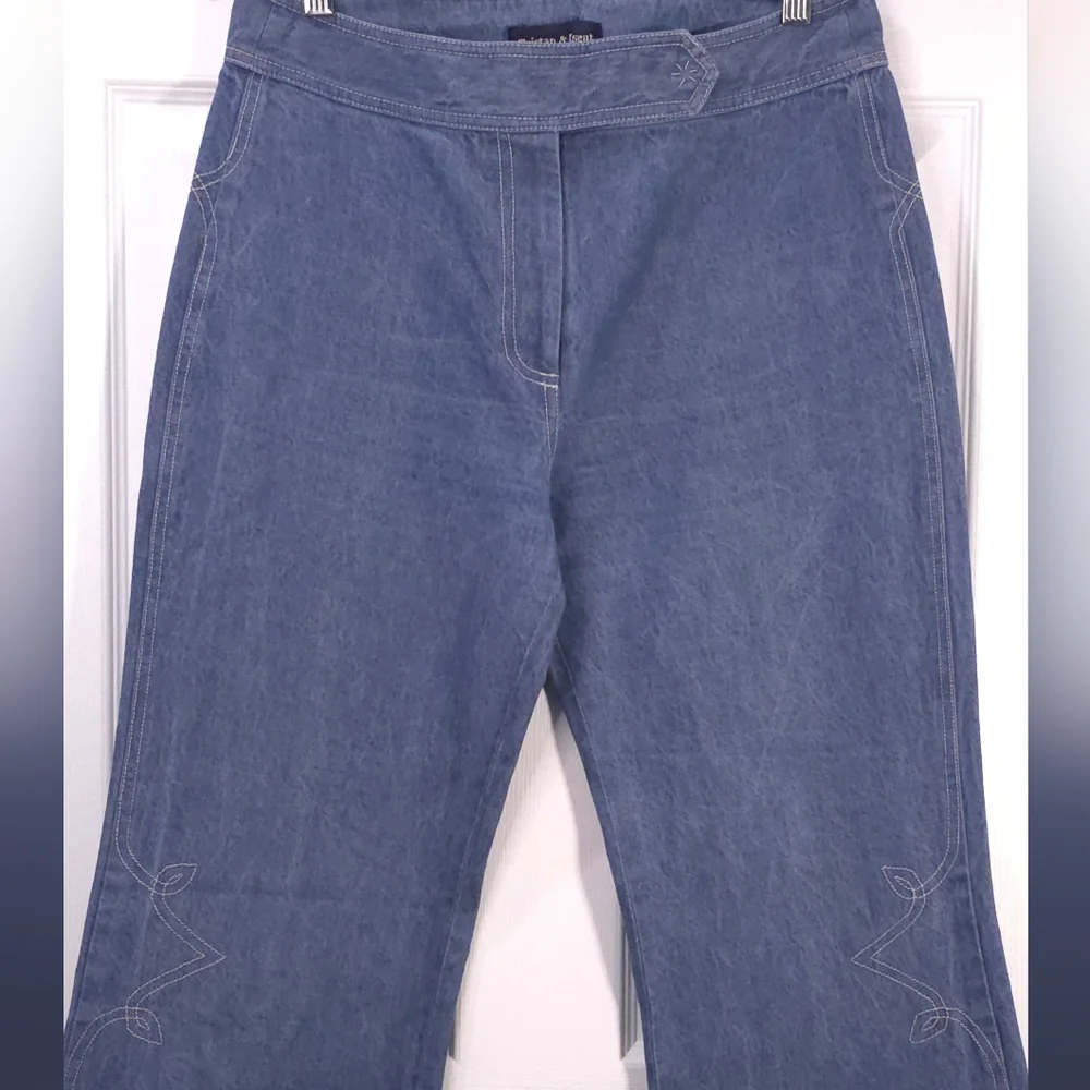 Tristan & Isolde 100% Cotton Flare Jeans Boho Indie High Rise Size 10 - Picture 5 of 12